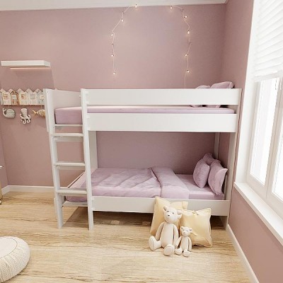 Medium height bunk bed with front ladder